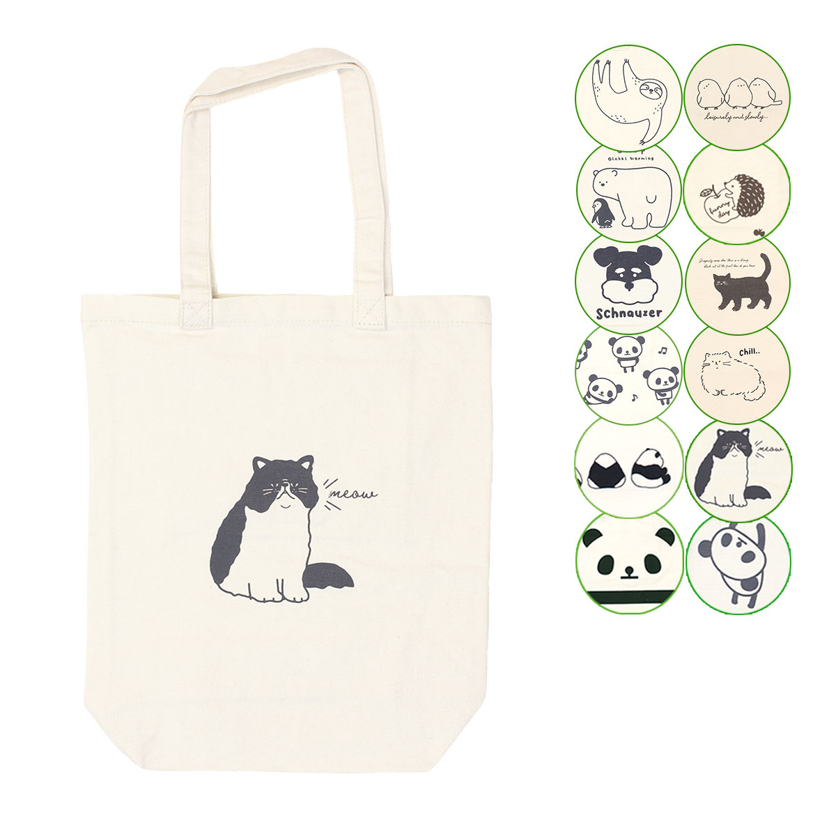 トートバッグ 幌布 a4 縦型 猫 シマエナガ 安い 肩掛け 鳥 サブバッグ