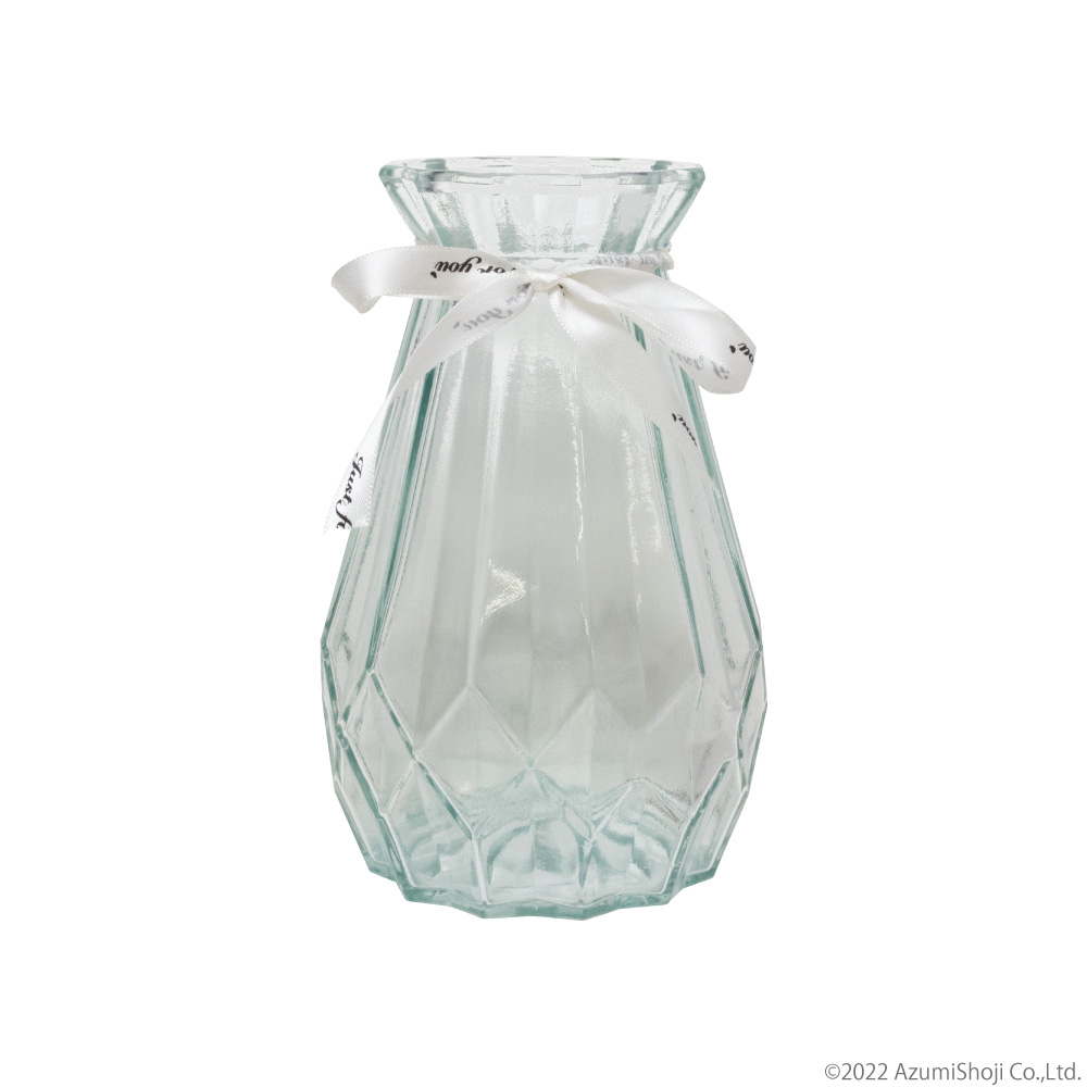 リボン付きガラス花瓶 ガラス花瓶 おしゃれ フラワーベース 一輪挿し 可愛い 花びん インテリア かわいい 北欧 レトロ風 リボン付き A-ITEM  エーアイテム