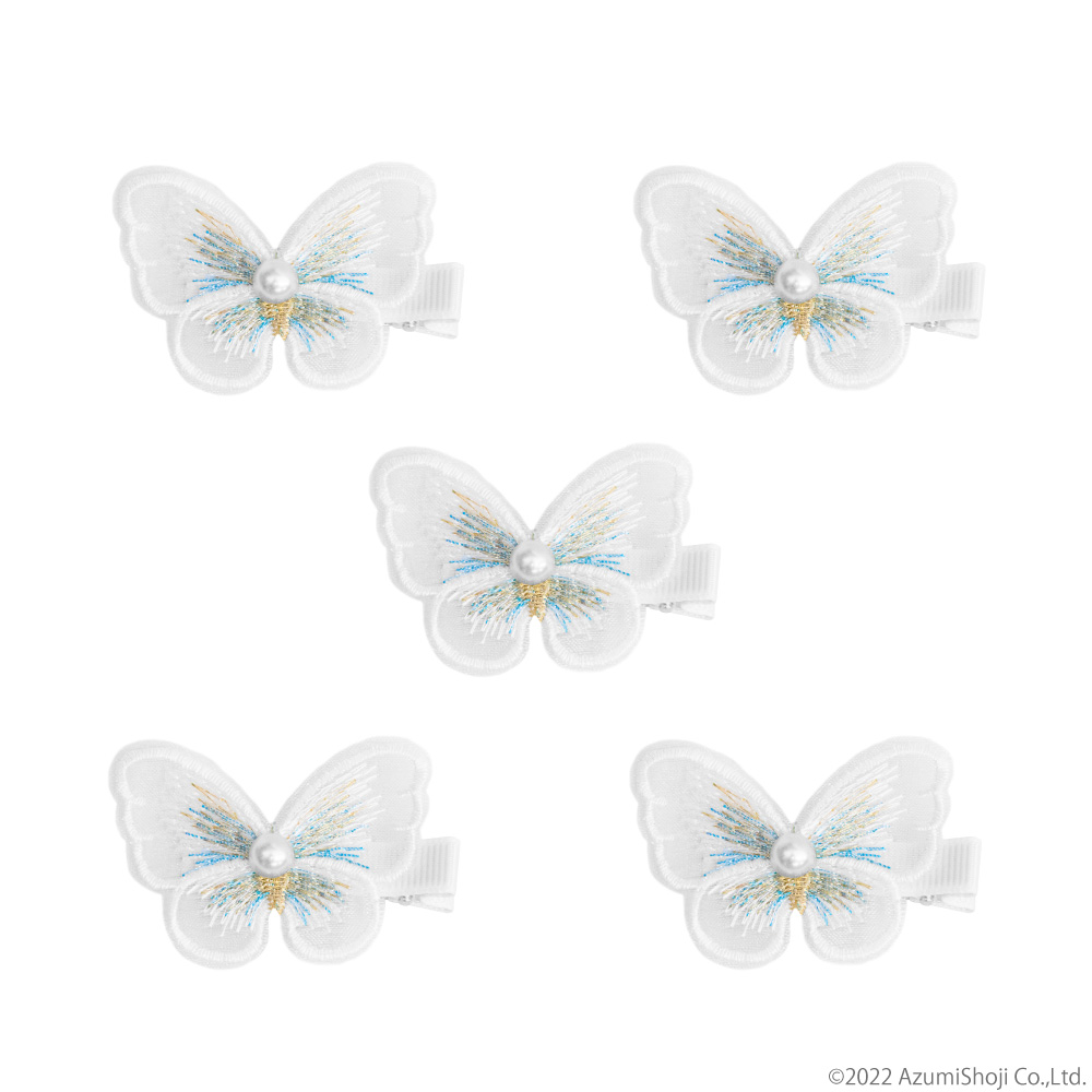 蝶ヘアクリップ 白 5個セット ヘアクリップ 蝶 5点セット ヘアピン