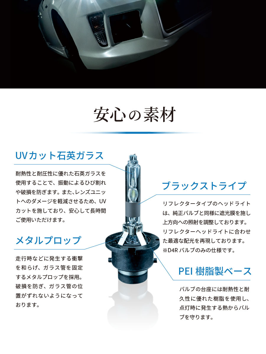 日本ライティング6000K D1SD2S/R D4S/R HIDバルブ 純正HID交換用バルブ】D4S / D4R かんたん取付交換 6000K 純正色