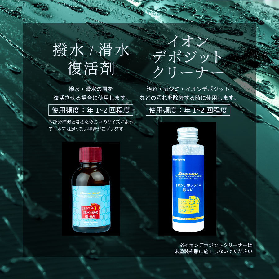 シラザン50撥水/滑水復活剤　未使用未開封 Zeus clear 【復活キット】ゼウスクリア シラザン50専用 撥水 滑