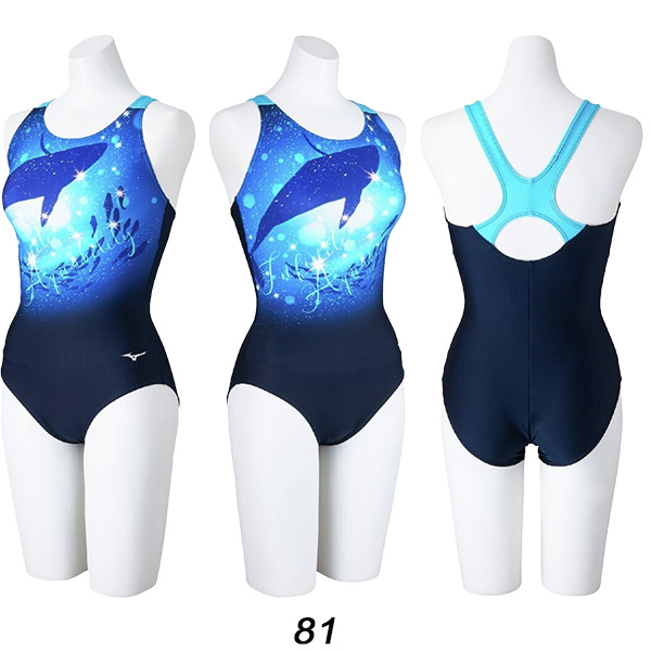 ☆Mizuno セパレート水着 青色幾何学模様　ＸＬ ミズノセパレート水着[レディース]N2JGC843アクアフィットネス用