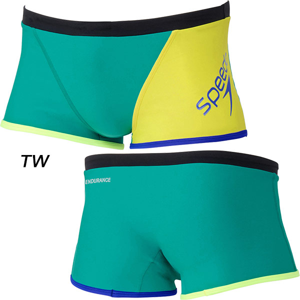 Speedo 競泳用水着 グリーン/イエロー 140サイズ speedo（スピード） メンズ 競泳水着 練習用 F C TurnS Box ENDURANCE