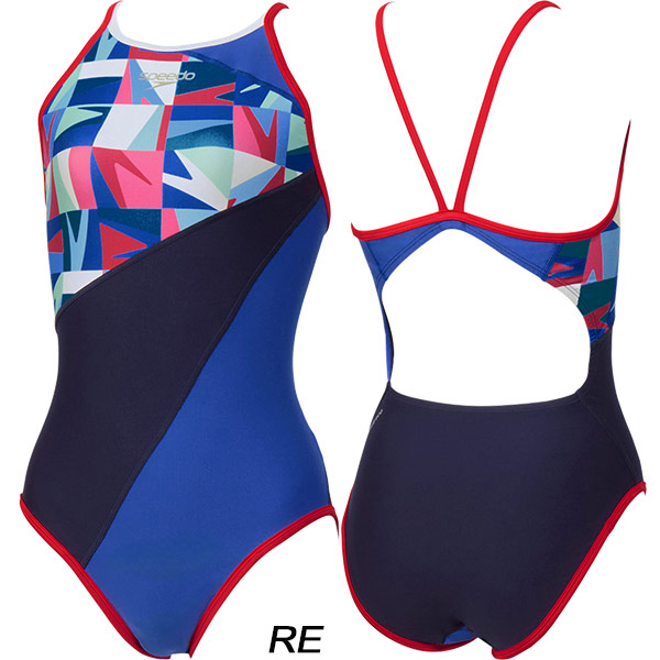 y*5様 Speedo 競泳用水着 赤・白・青 speedo（スピード） レディース 競泳水着 練習用 Boom Grid TURNS SUIT