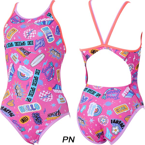 Speedo 競泳水着 コミック柄 ワンピース（Ｏ） speedo（スピード） レディース 競泳水着 練習用 ワンピース Colorful